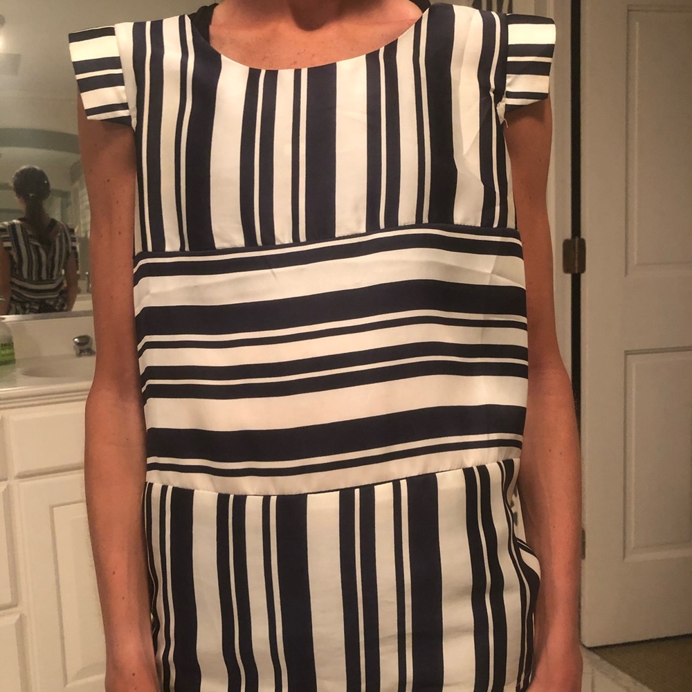 J.O.A. Striped Navy and White Shirt- New